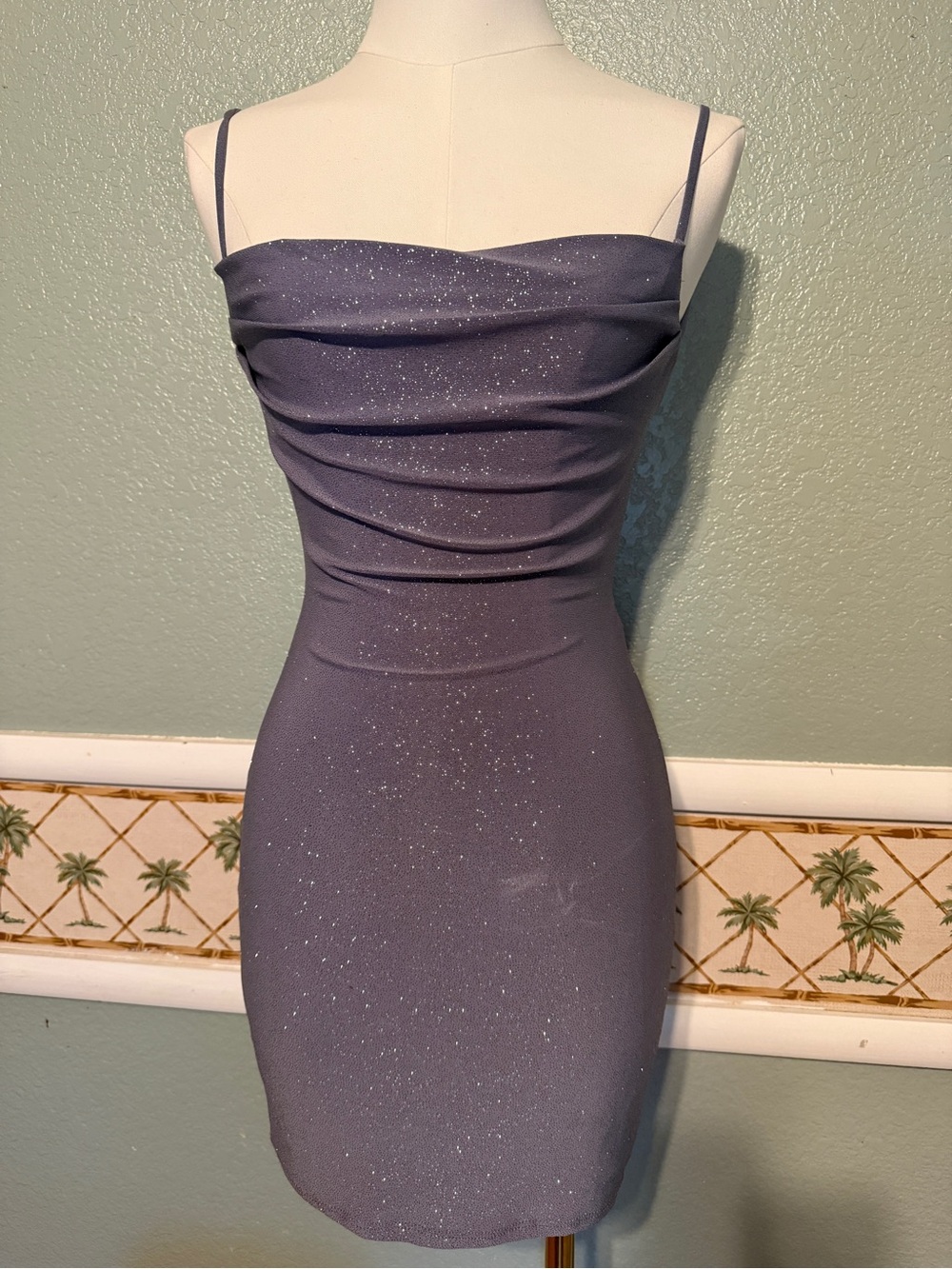 Windsor Sparkle Cowl Neck Mini Dress - Slate